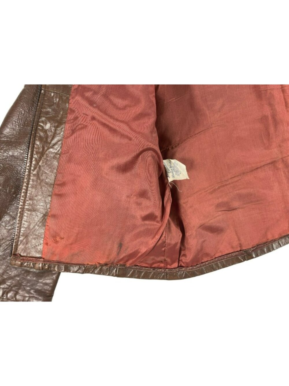 Vintage Leather Jacket-The Old Mill Glen Laine by Bainton Brown W/Red Lining - Picture 9 of 16